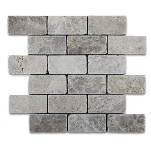 Silverado Gray 2X4 Marble Tumbled Mosaic Tile